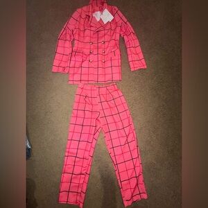 Chic Pink Plaid Women's Pantsuit
